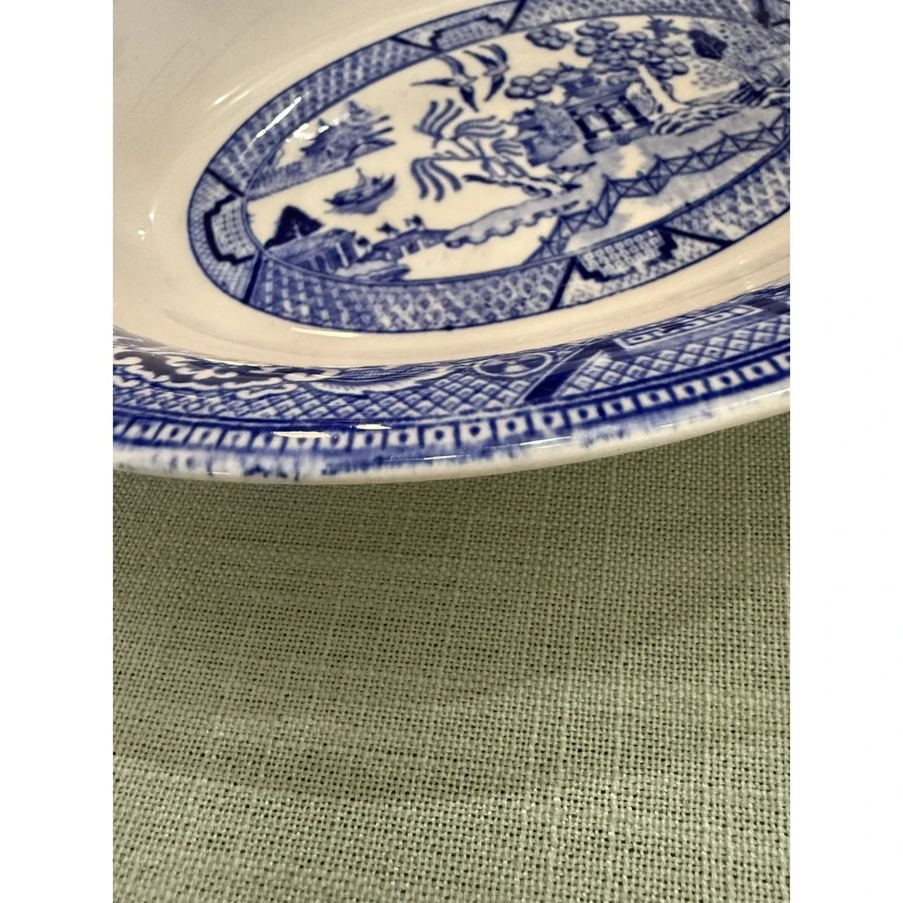 Vintage Homer Laughlin Blue Willow Oval Plate Platter USA L54N6 See Measurements
